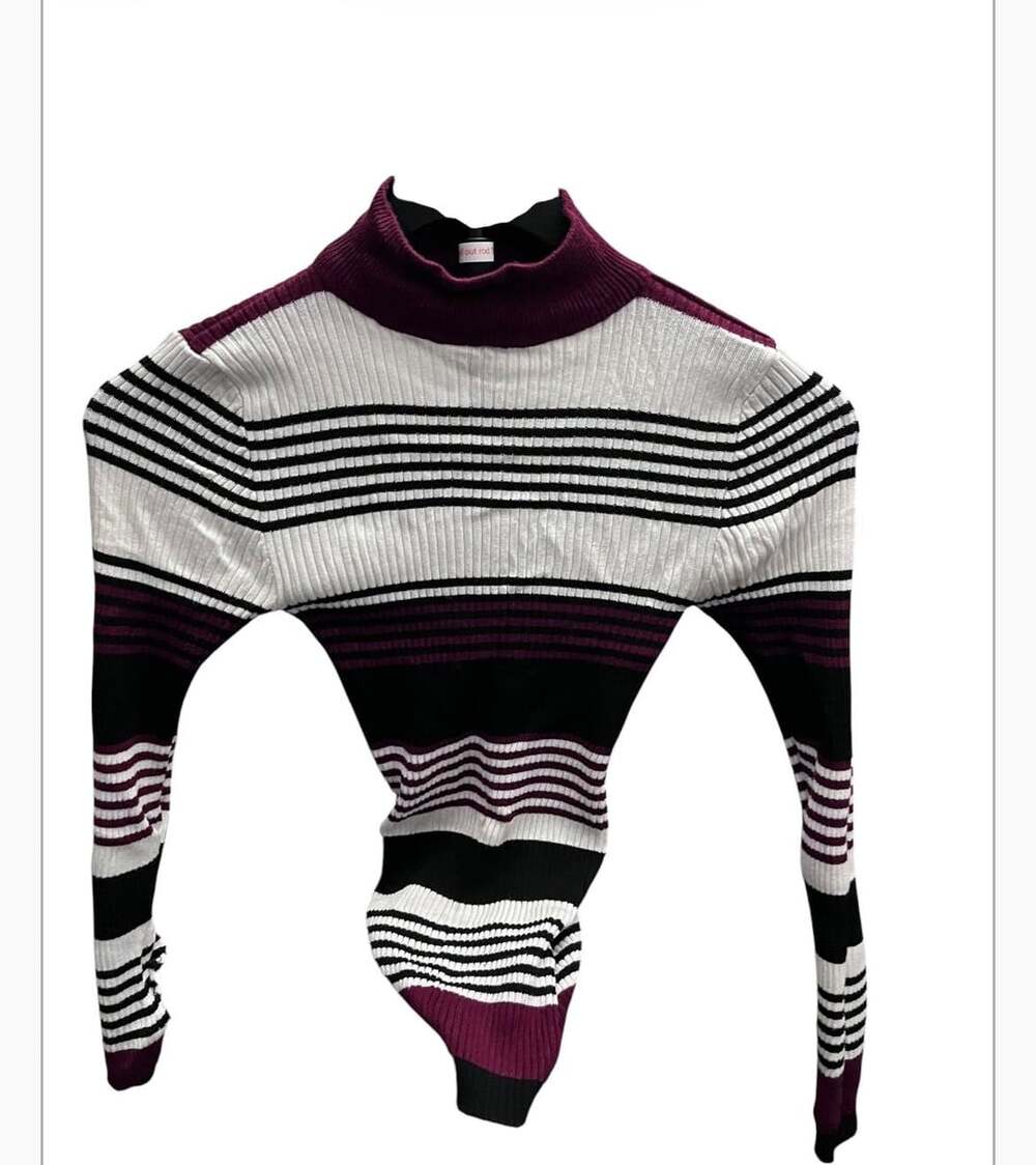Vintage Y2K Striped Turtleneck Long Sleeve Knit Pullover Sweater